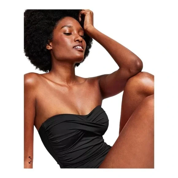 Anne Cole Twist-Front Ruched One-Piece Swimsuit NWT - Picture 3 of 6